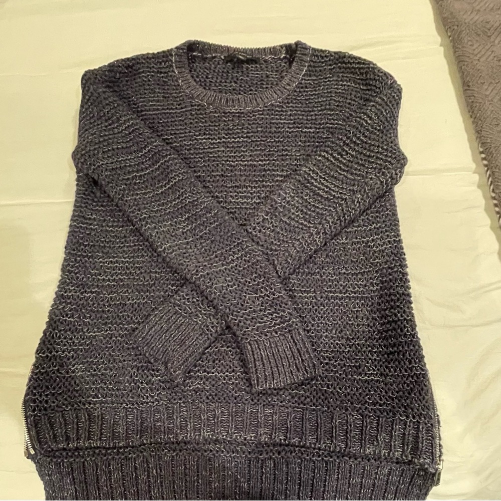 Ann Taylor Tweed Sweater with Zippers